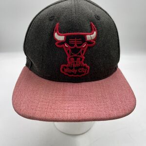 Chicago Bulls Hat Cap Adult Snapback Gray Red Basketball Hardwood Classic Men
